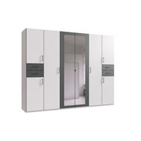 DREHTÜRENSCHRANK  in Graphitfarben, Weiß  - Schwarz/Graphitfarben, Basics, Glas/Holzwerkstoff (270/208/58cm) - P & B