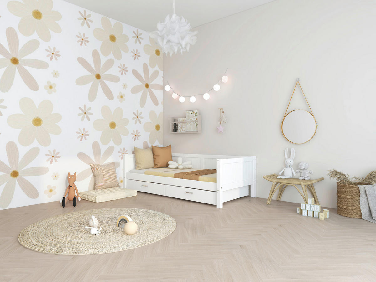 BETT 90/200 cm,  in Weiß, Rollrost, Bettschubladen  - Weiß, MODERN, Holz (90/200cm) - Chameo