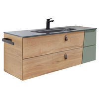 WASCHTISCHKOMBI 122 cm  - Eichefarben/Braun, Design, Leder/Glas (122cm) - Sadena