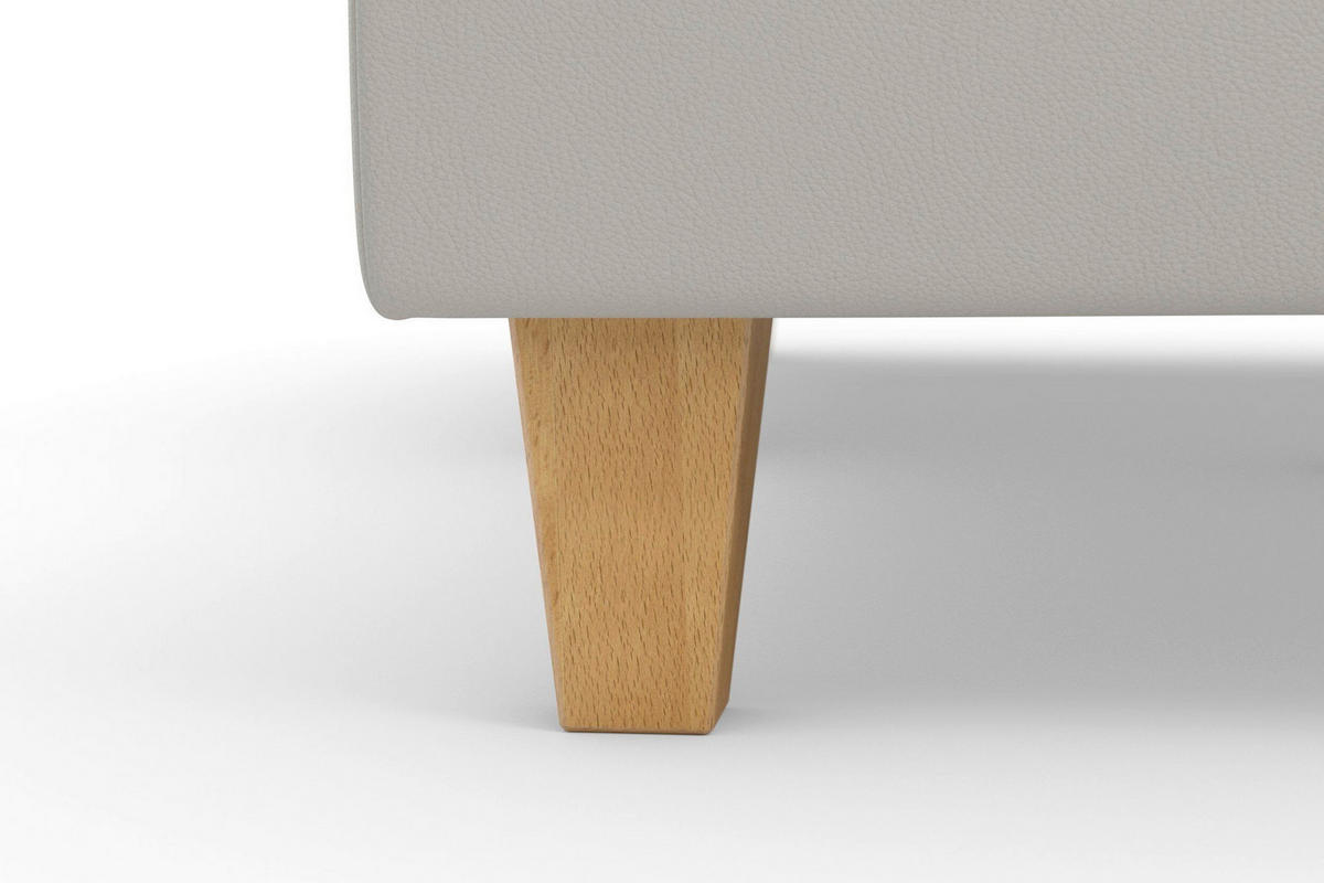 WOHNLANDSCHAFT PALMERA E Hellgrau Echtleder  - Eichefarben/Hellgrau, Basics, Leder/Holz (163/308/212cm) - Sit & More