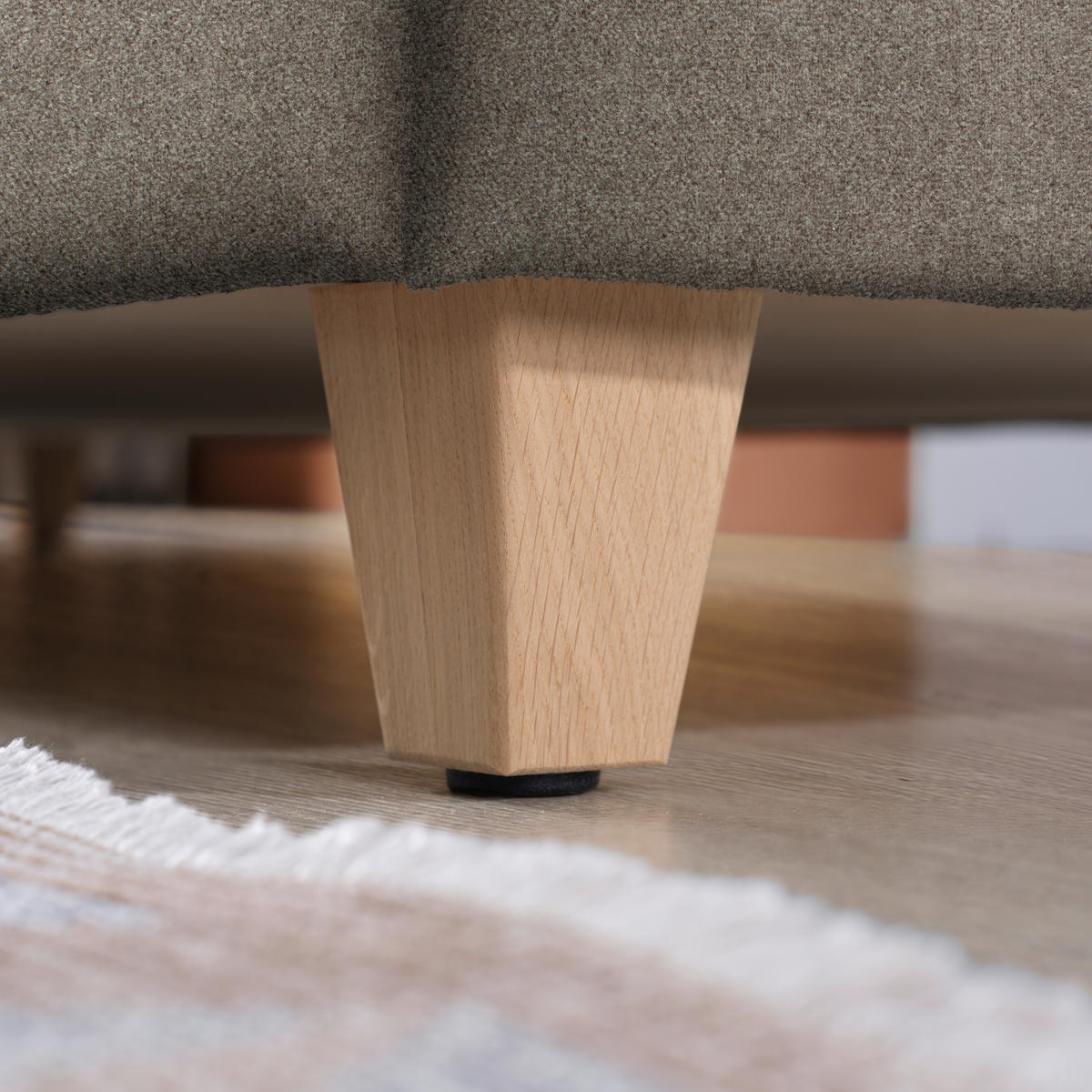 ECKSOFA in Flachgewebe Taupe  261/203 cm  - Taupe/Eichefarben, KONVENTIONELL, Holz/Textil (261/203cm) - Sedda