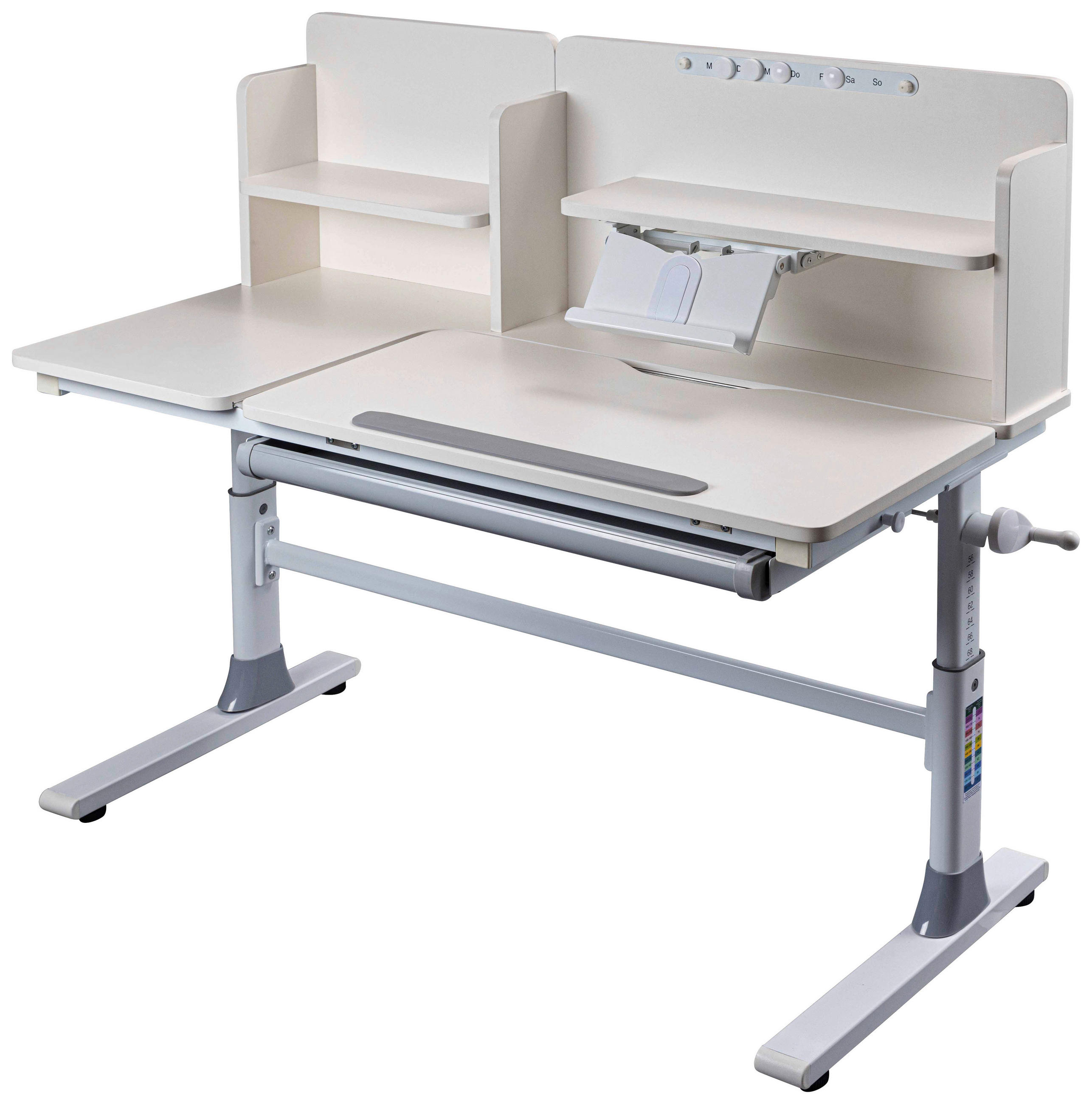 JUGENDSCHREIBTISCH 120/60/96-116 cm höhenverstellbar - Weiß/Grau, MODERN, Holzwerkstoff/Metall (120/60/96-116cm) - MID.YOU