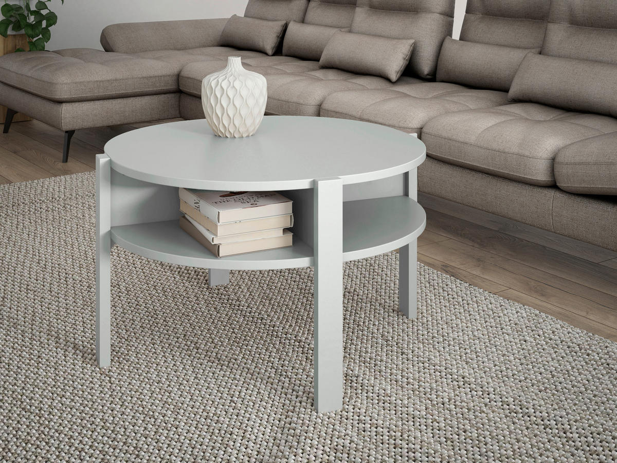 COUCHTISCH 74,4/74,4/45,5 cm rund Hellgrau  - Hellgrau, Design, Holzwerkstoff (74,4/74,4/45,5cm) - Carryhome