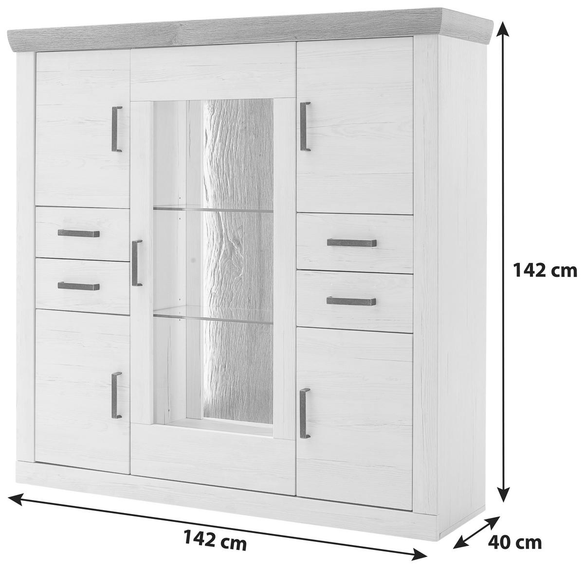 HIGHBOARD  in 142/142/40 cm  - Eichefarben/Graphitfarben, Design, Glas/Holzwerkstoff (142/142/40cm) - MID.YOU