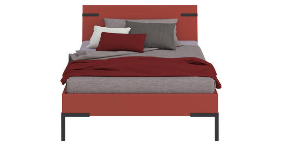 BETT 120/200 cm in Koralle - Koralle/Schwarz, Design, Holzwerkstoff/Metall (120/200cm) - Xora
