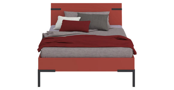 BETT 120/200 cm  in Koralle  - Koralle/Schwarz, Design, Holzwerkstoff/Metall (120/200cm) - Xora