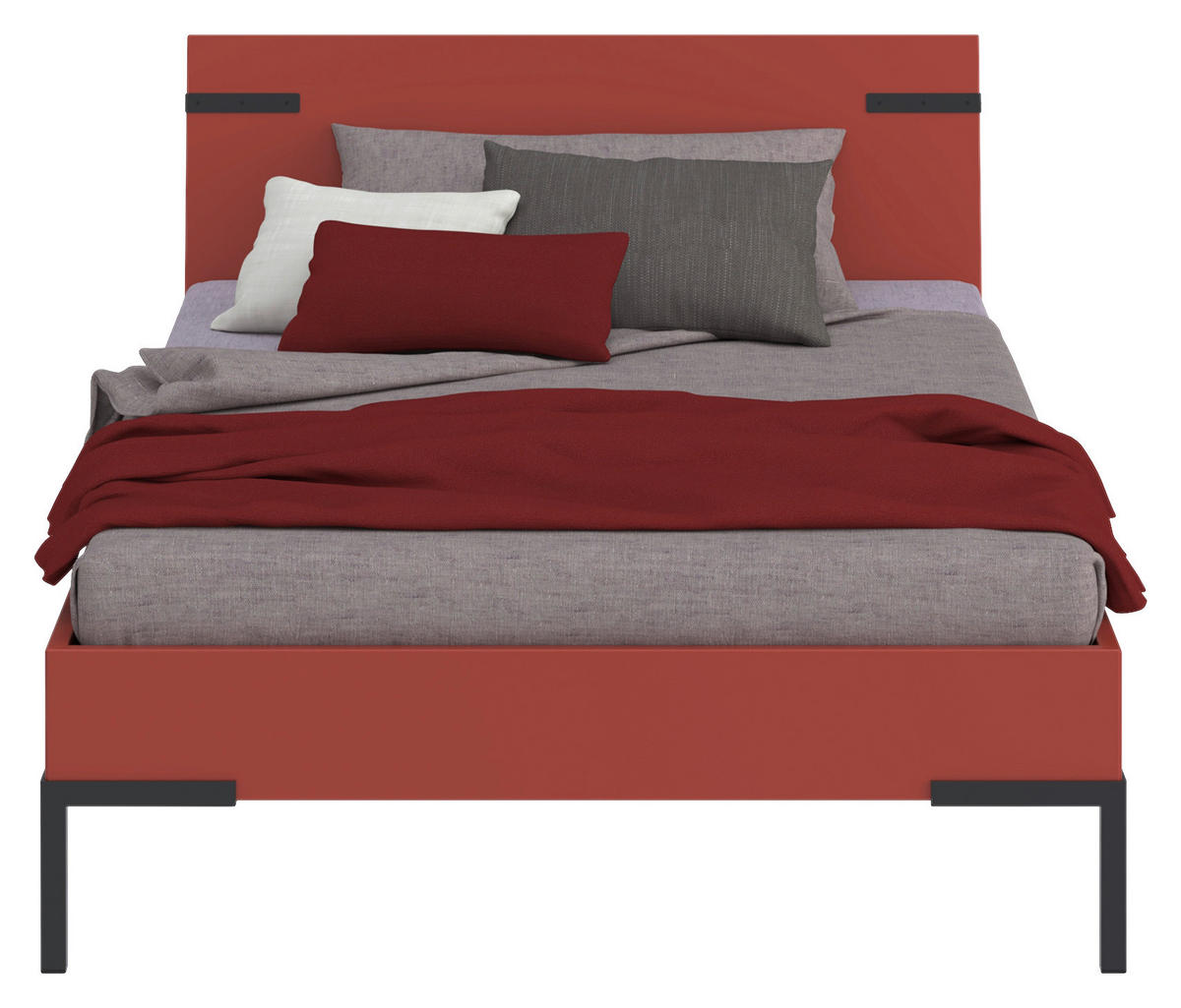 BETT Primolar 120/200 cm Koralle  - Koralle/Schwarz, Design, Metall (120/200cm) - Xora