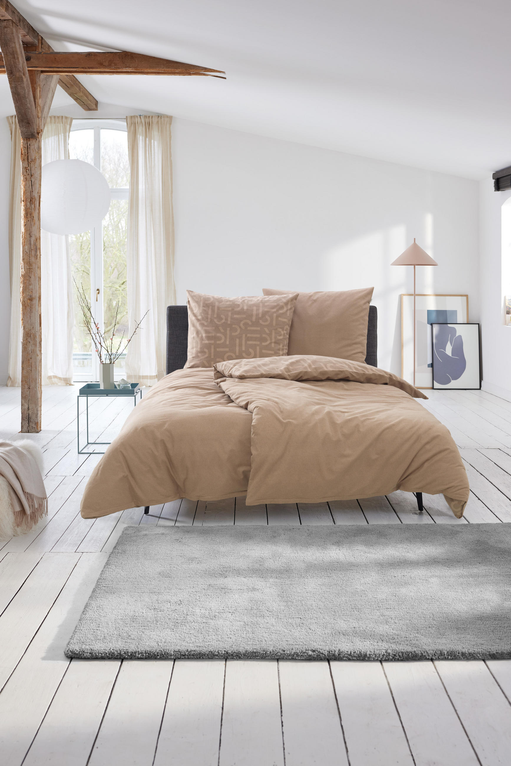 WENDEBETTWÄSCHE E-Scatter Big Flanell  - Taupe/Schlammfarben, Basics, Textil (135/200cm) - Esprit