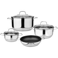 SADA HRNCOV, 4-dielne - číra/farba ušľachtilej ocele, Basics, kov/sklo - Boxxx