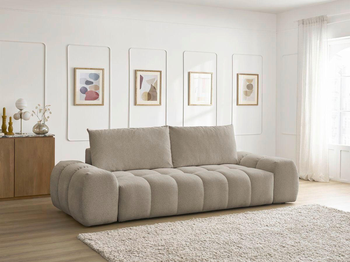 Thumbnail - Schlafsofa Everest, Taupe, Textil, Buche, Kiefer, 3-Sitzer, Füllung: Komfortschaum, 278x115x90 cm, Armteil links, rechts...