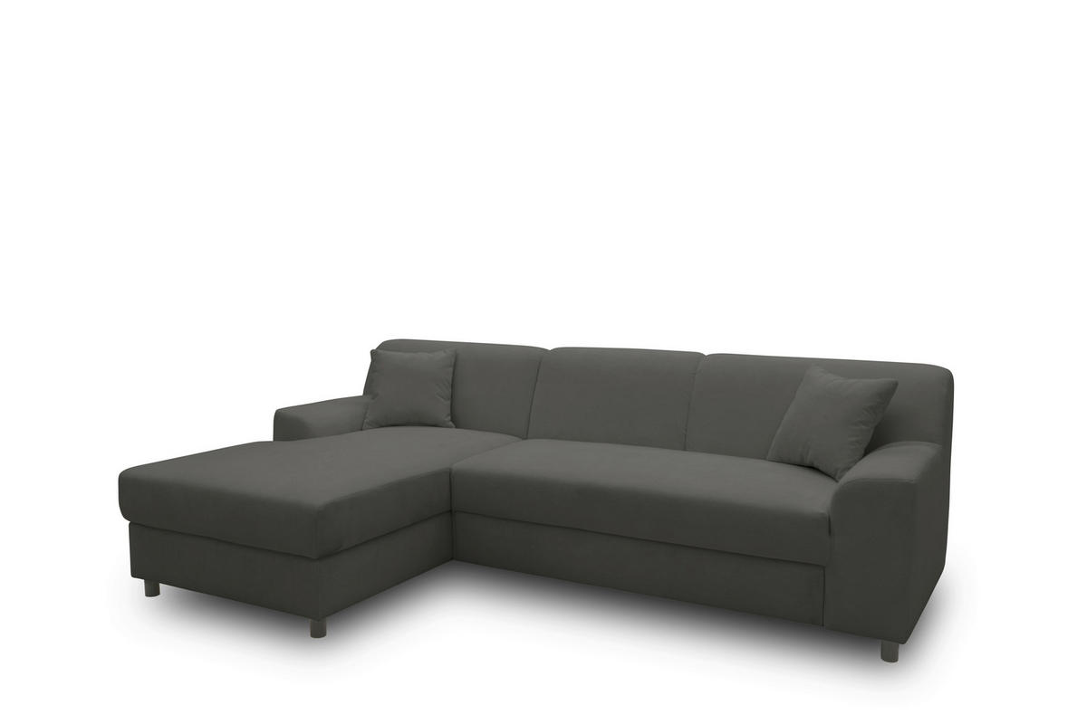 ECKSOFA CAPRI 2 Dunkelgrau Mikrofaser Zierkissen  - Dunkelgrau/Schwarz, Basics, Kunststoff/Textil (146/241cm) - MID.YOU