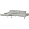 ECKSOFA Ottomane links, Eckteil  More_LZ Hellgrau Webstoff  - Hellgrau/Schwarz, Design, Textil/Metall (188/296cm) - Xora