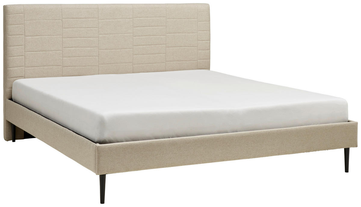 KÁRPITOZOTT ÁGY 180/200 cm  bézs  - bézs/natúr, Modern, textil/fa (180/200cm) - Livetastic