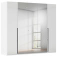 DREHTÜRENSCHRANK 251/235/61 cm,  in Weiß, Weiß Hochglanz, 5-türig  - Chromfarben/Weiß Hochglanz, Basics, Glas/Holzwerkstoff (251/235/61cm) - Novel