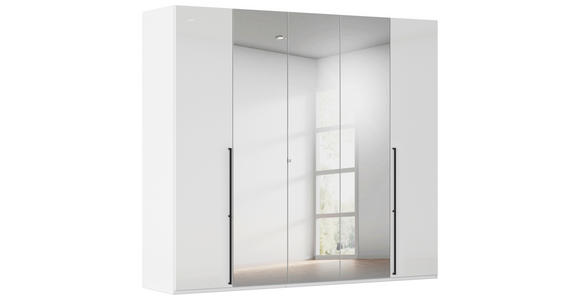 DREHTÜRENSCHRANK 251/235/61 cm,  in Weiß, Weiß Hochglanz, 5-türig  - Chromfarben/Weiß Hochglanz, Basics, Glas/Holzwerkstoff (251/235/61cm) - Novel