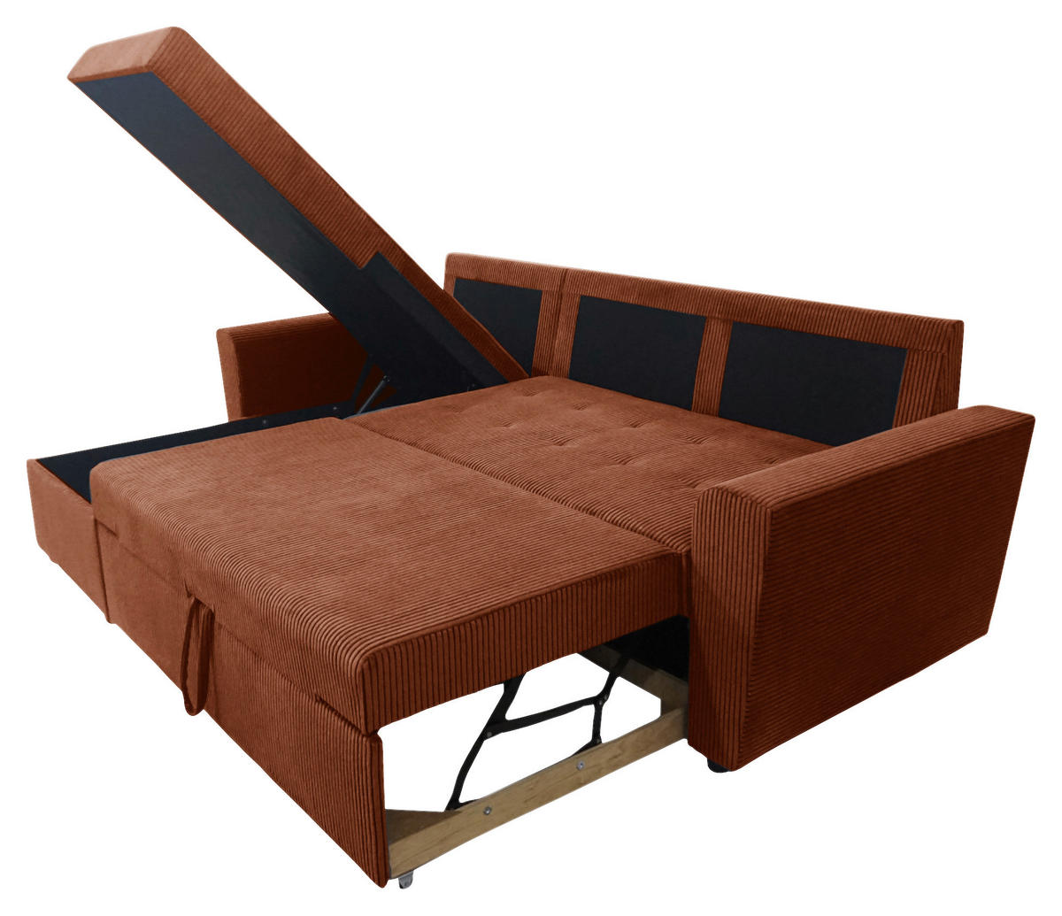 ECKSOFA TERMOLI in Cord Rostfarben  155/231 cm  - Rostfarben/Schwarz, Design, Kunststoff/Textil (155/231cm) - MID.YOU