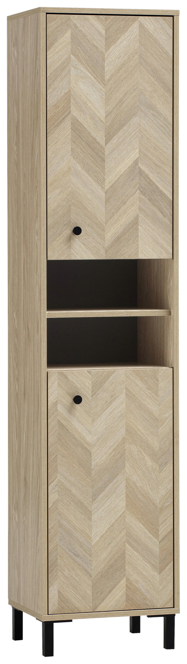 HOCHSCHRANK 40,3/177,6/33 cm  - Eichefarben/Schwarz, KONVENTIONELL, Holzwerkstoff/Metall (40,3/177,6/33cm) - Stylife