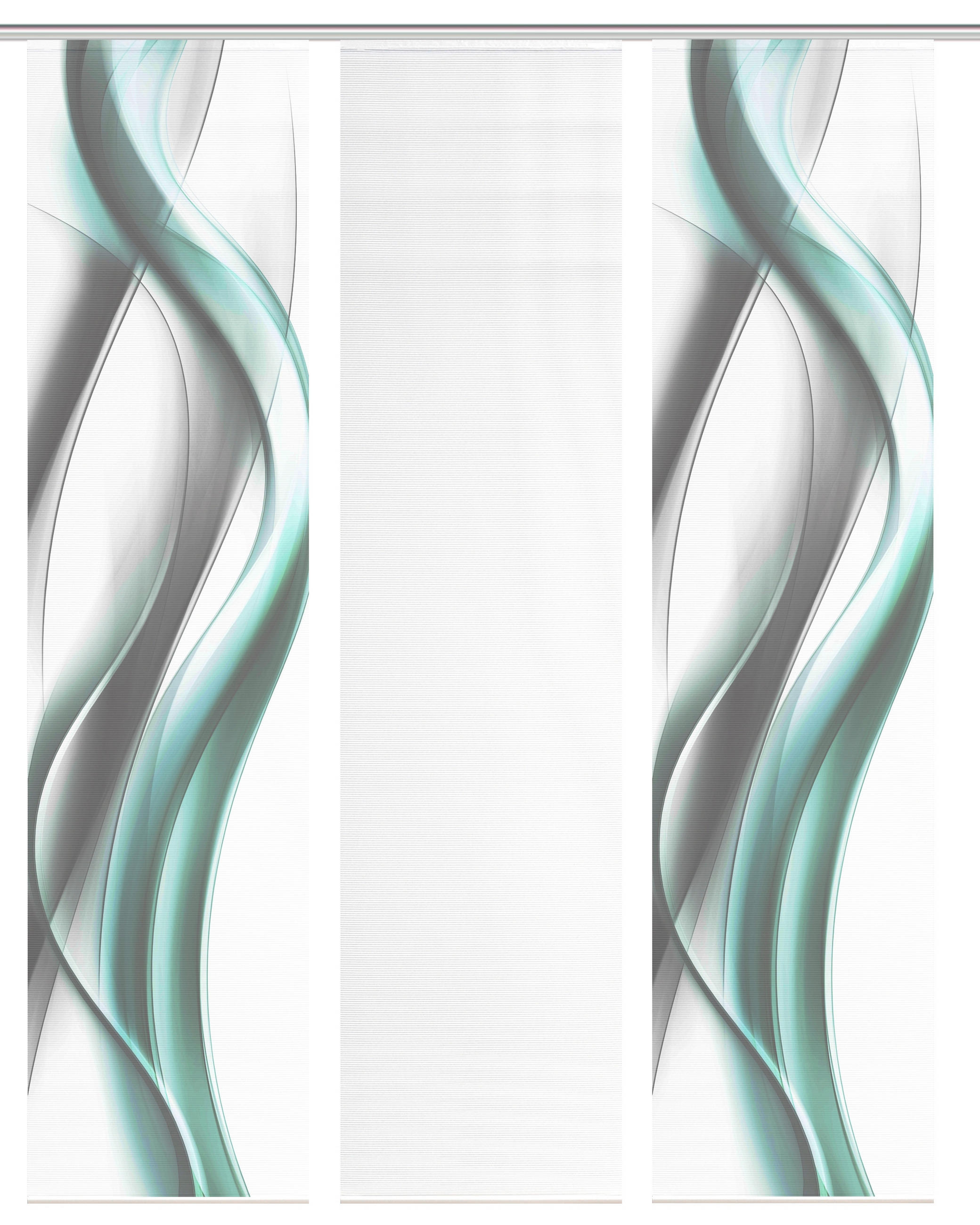 XXXLutz Flächenvorhang Cara Grau, Weiß, Mintgrün 60x260 cm