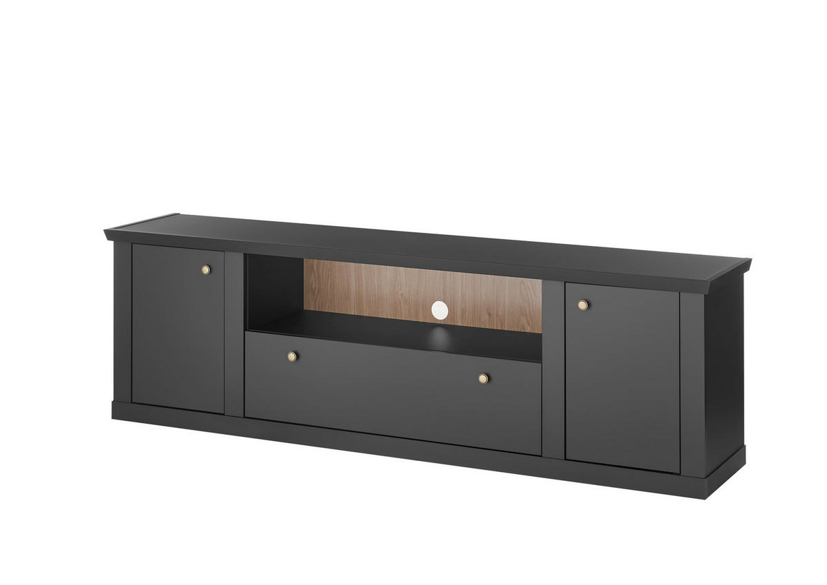 LOWBOARD  205/62/42 cm 1 Schublade(n) Typenauswahl, stehend  - Eichefarben/Messingfarben, Design, Holzwerkstoff/Metall (205/62/42cm) - MID.YOU