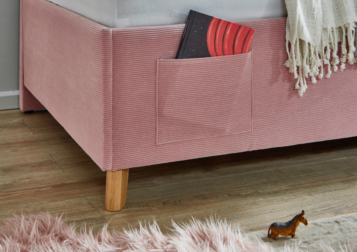POLSTERLIEGE Cord Rosa  - Eichefarben/Birkefarben, KONVENTIONELL, Holz/Textil (120/200cm) - Stylife