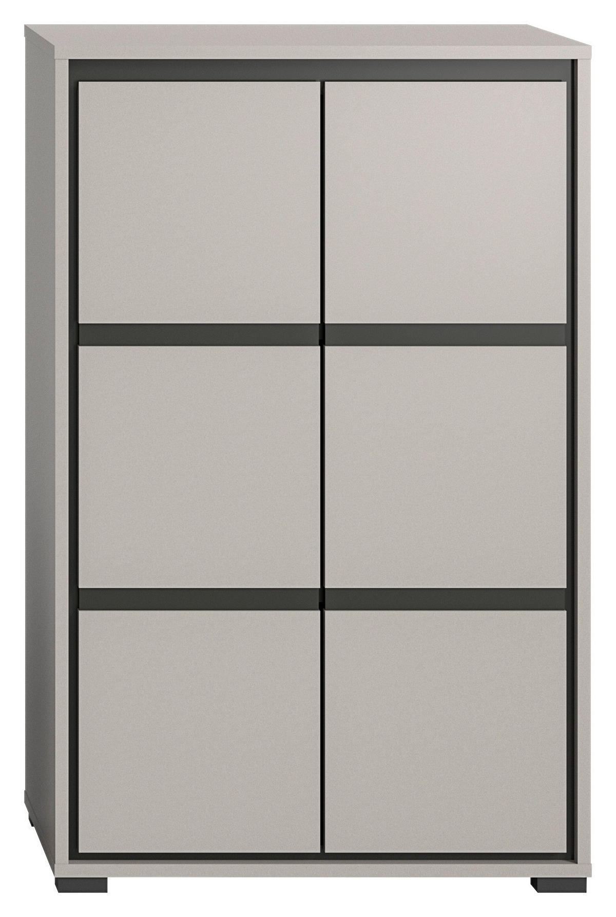 SCHUHSCHRANK Jaru  in 65/103/37 cm  - Schwarz/Grau, Design, Holzwerkstoff (65/103/37cm) - Xora