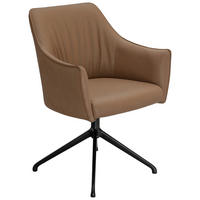 ARMLEHNSTUHL  Sitzfläche 360° drehbar, inklusive Armlehnen, automatische Rückholfunktion  Echtleder  Schwarz, Taupe  - Taupe/Schwarz, Design, Leder/Metall (62/86/61cm) - Dieter Knoll
