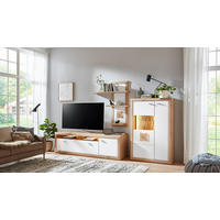 WOHNWAND  in Weiss, Eiche Artisan 295,4/190,9/50,1 cm  - Weiss/Anthrazit, Konventionell, Glas/Holzwerkstoff (295,4/190,9/50,1cm) - Stylife