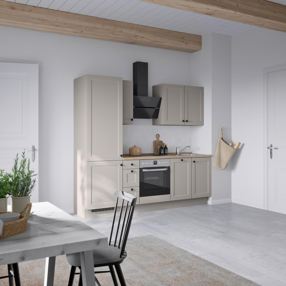 KÜCHENLEERBLOCK 240 cm   in Grau, Eiche dunkel  - Eiche dunkel/Schwarz, MODERN, Holzwerkstoff/Metall (240cm) - Nobilia