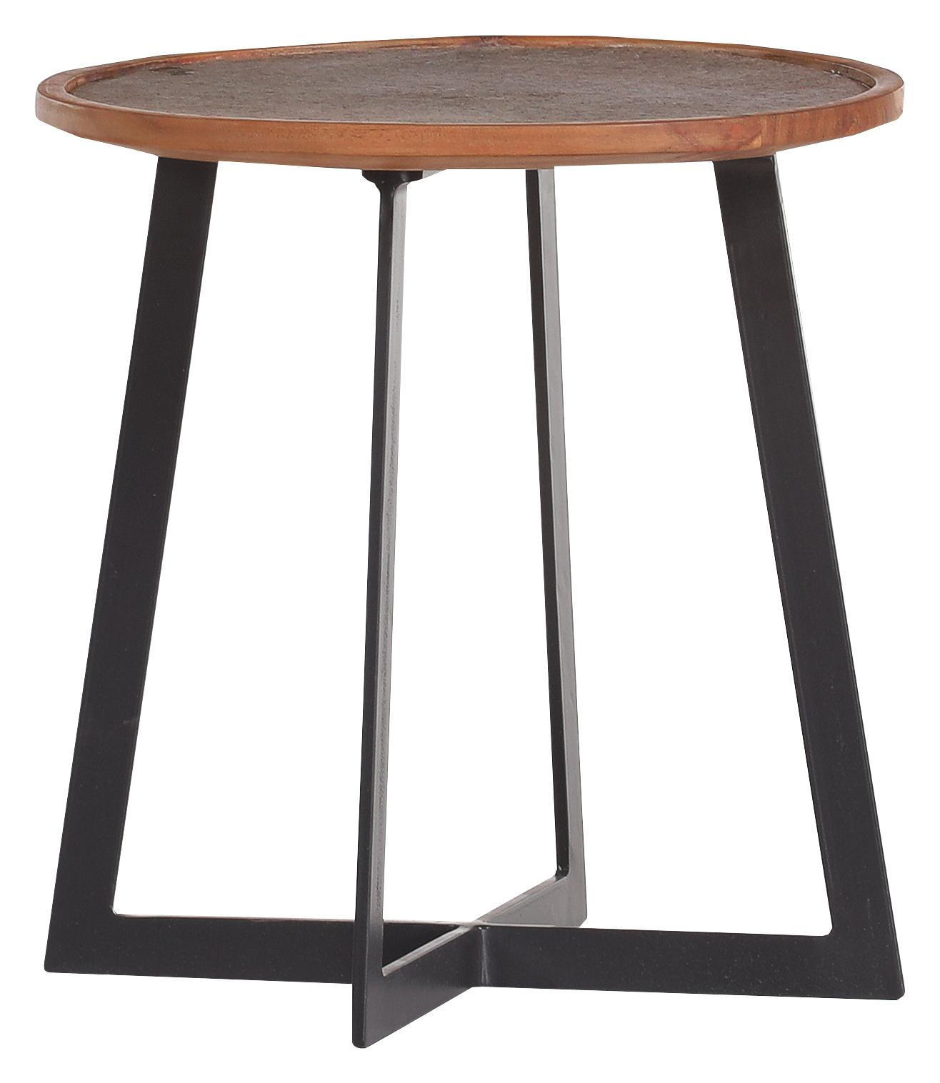 Beistelltisch in Holz, Metall, Stein 34/34/36 cm