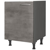 SPÜLENUNTERSCHRANK 60/87/56 cm  in Schieferfarben  - Schieferfarben/Edelstahlfarben, MODERN, Holzwerkstoff/Metall (60/87/56cm) - Nobilia