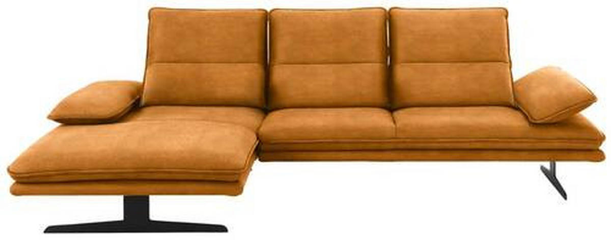 ECKSOFA Orange Mikrofaser  - Schwarz/Orange, Design, Textil/Metall (164/291cm) - Chilliano