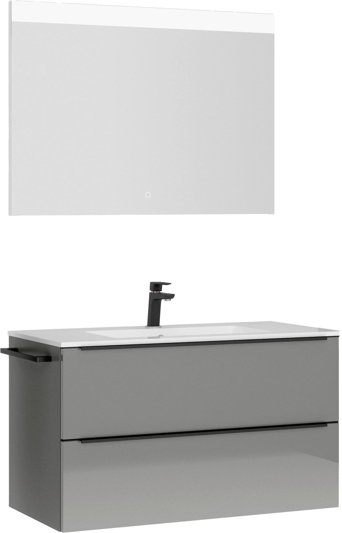 BADEZIMMER 3-teilig  in 101 cm  - Schieferfarben/Schwarz, MODERN, Holzwerkstoff/Stein (101cm) - Nobilia