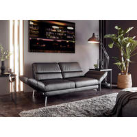 2-SITZER-SOFA Echtleder Schwarz  - Chromfarben/Schwarz, Design, Leder/Metall (178-226/82/96-177cm) - Dieter Knoll