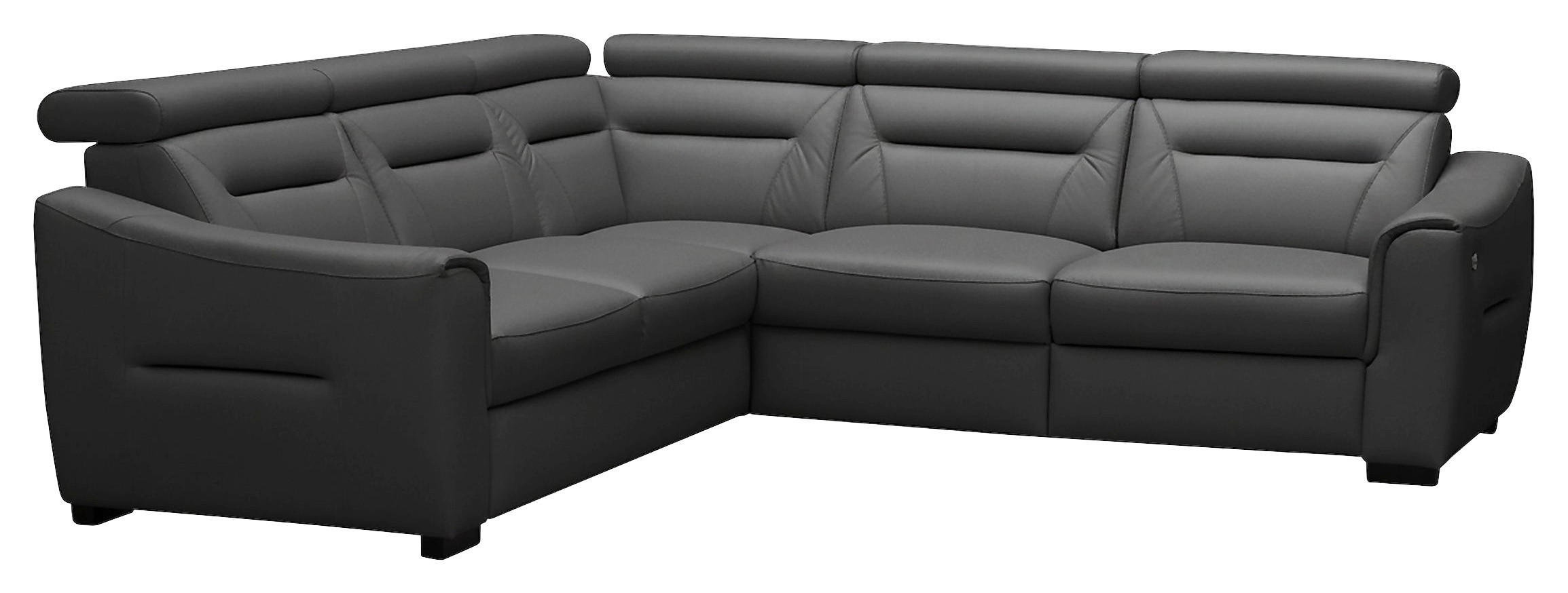 ECKSOFA  in Lederlook Echtleder Anthrazit  - Wengefarben/Anthrazit, Design, Leder/Holz (260/260cm) - Celina Home