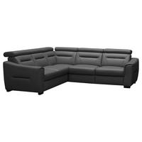 ECKSOFA  in Lederlook Echtleder Anthrazit  - Wengefarben/Anthrazit, Design, Leder/Holz (260/260cm) - Celina Home