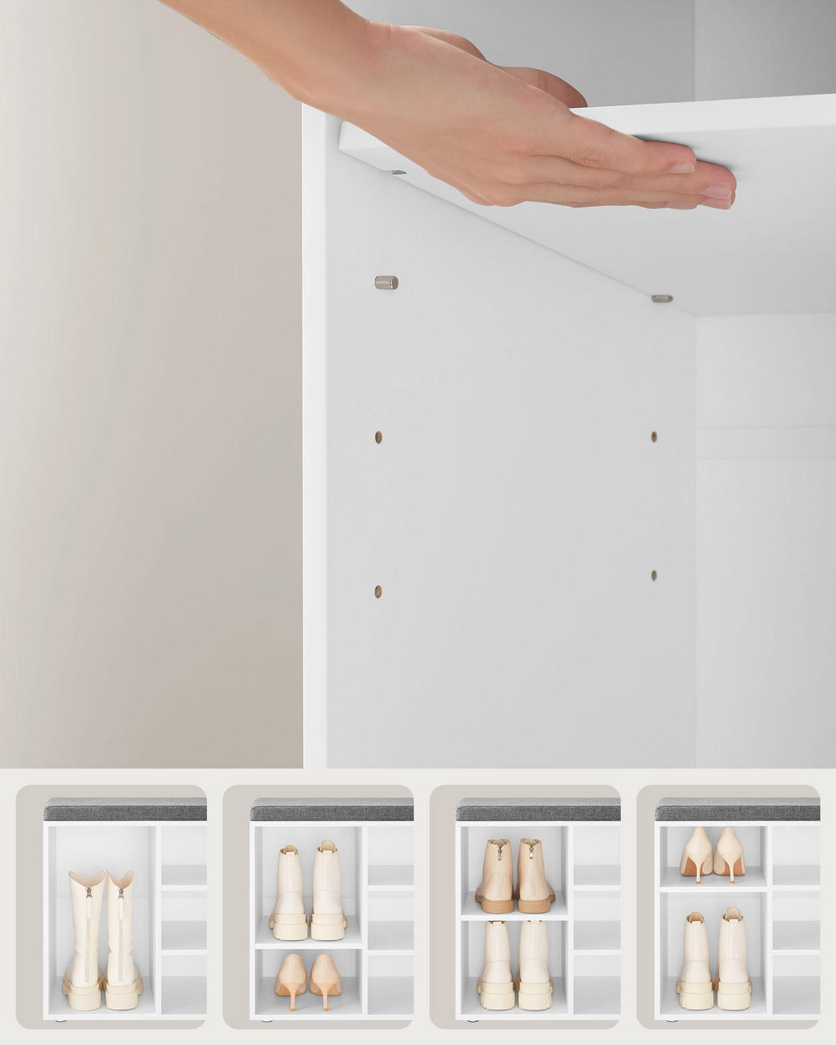 GARDEROBENBANK Vasagle  in 104/48/30 cm  - Weiß/Grau, Trend (104/48/30cm) - Boxxx