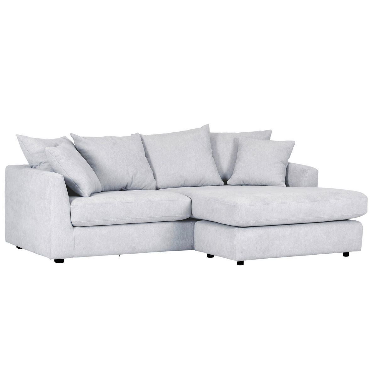 ECKSOFA Grauweiß Flachgewebe  - Grauweiß/Schwarz, Design, Kunststoff/Textil (235/175cm) - home24