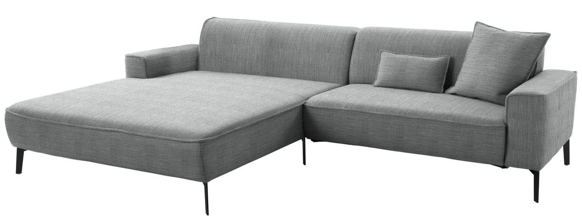 ECKSOFA in Flachgewebe Dunkelgrau  - Dunkelgrau/Schwarz, Design, Textil/Metall (190/285cm) - Johann Jakob
