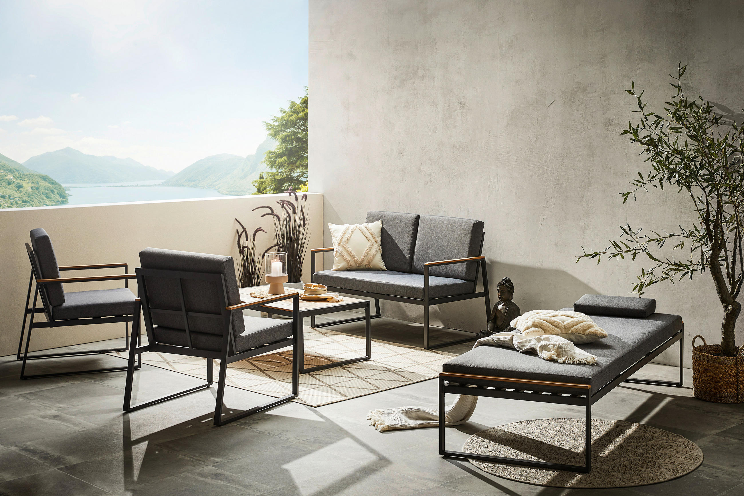 GARTENLIEGE 190/40/75 cm  - Anthrazit/Grau, MODERN, Kunststoff/Textil (190/40/75cm) - Ambia Garden