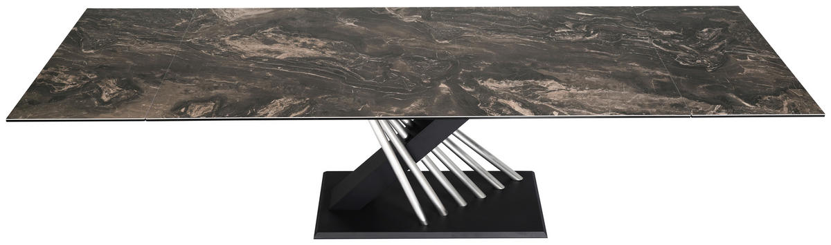 ESSTISCH 200-300/100/76 cm  Metall, Glas, Keramik ausziehbar rechteckig Schwarz, Edelstahlfarben  - Edelstahlfarben/Schwarz, Design, Glas/Keramik (200-300/100/76cm) - Belluti