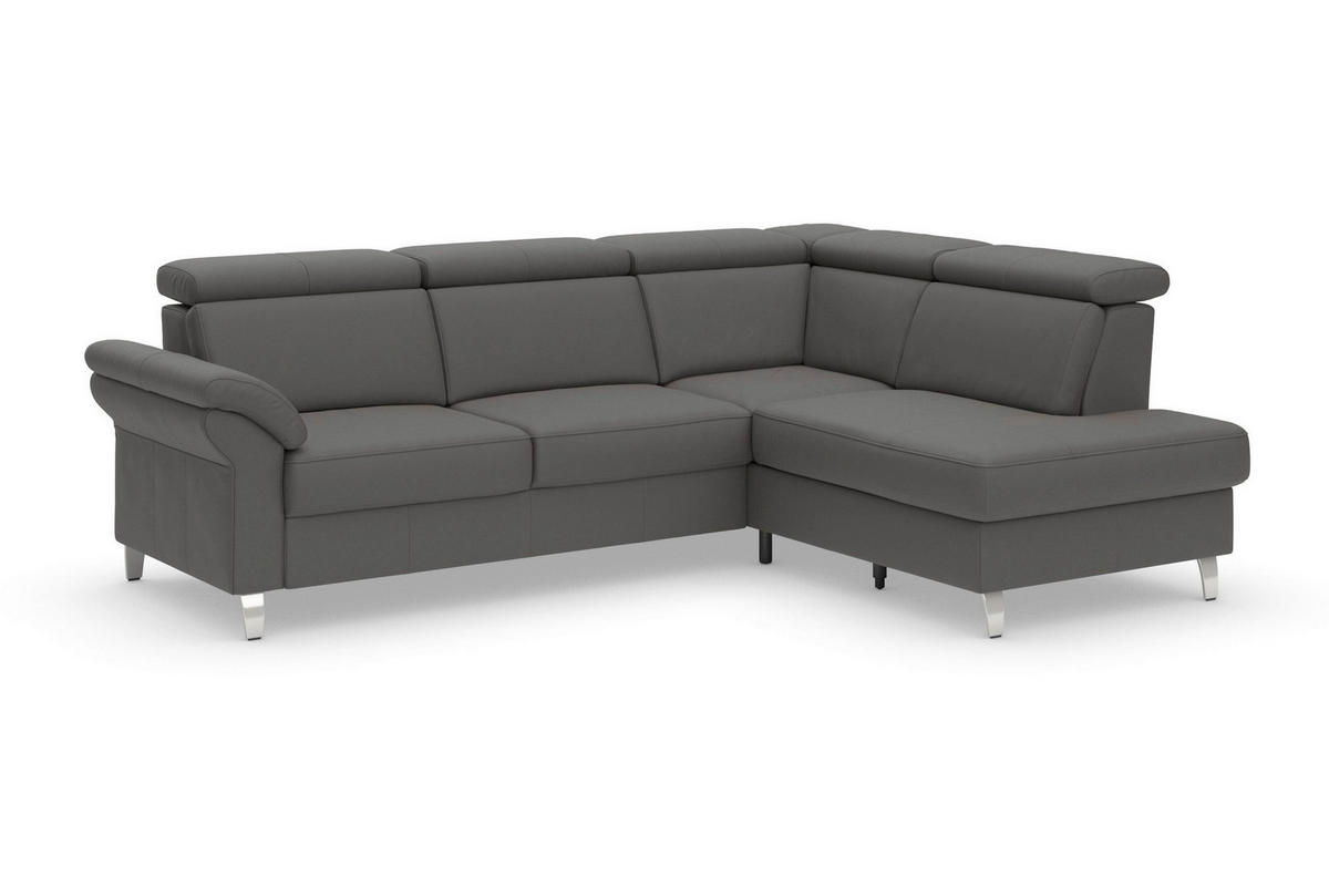 ROHOVÁ SEDAČKA, koža, mokka - chrómová/mokka, Basics, kov/koža (245/194cm) - Sit & More