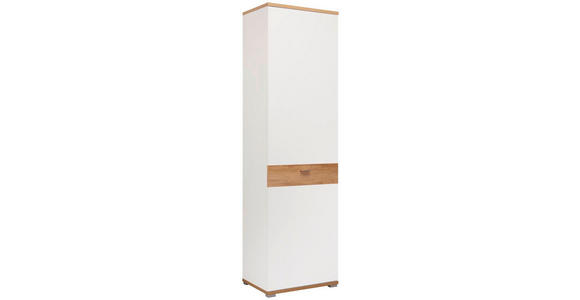 GARDEROBENSCHRANK 58/205/40 cm  - Eichefarben/Weiß, Design, Holzwerkstoff/Metall (58/205/40cm) - Carryhome