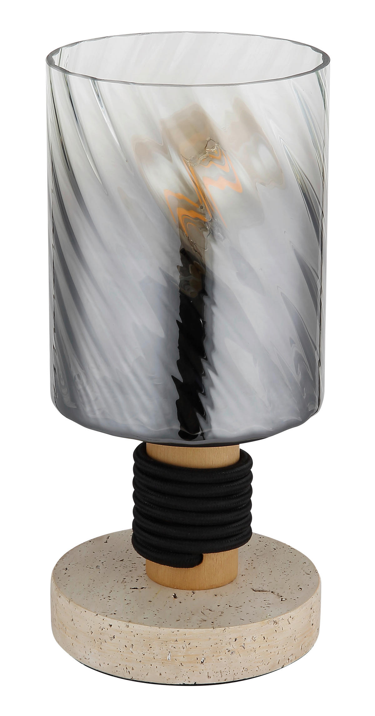 BORDSLAMPA OSBORNE 12/25,4 cm   - klar/brun, Design, glas/trä (12/25,4cm) - Globo