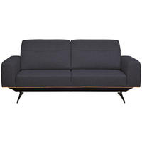 3-SITZER-SOFA in Struktur Dunkelblau  - Schwarz/Dunkelblau, Design, Textil/Metall (205/76-97/102cm) - Novel