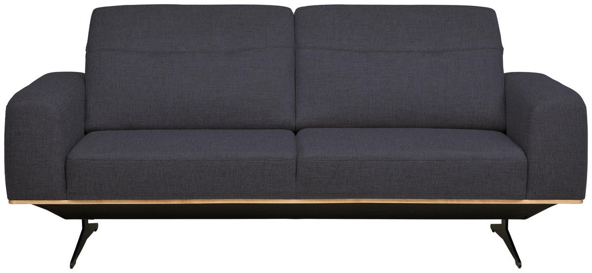 3-SITZER-SOFA in Struktur Dunkelblau  - Schwarz/Dunkelblau, Design, Textil/Metall (205/76-97/102cm) - Novel