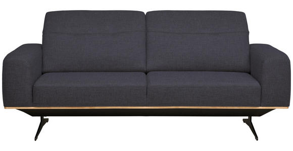 3-SITZER-SOFA Struktur Dunkelblau - Schwarz/Dunkelblau, Design, Textil/Metall (205/76-97/102cm) - Novel