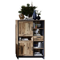 HIGHBOARD Graphitfarben, Eichefarben Einlegeböden  - Eichefarben/Graphitfarben, Natur, Holzwerkstoff/Metall (100/146/38cm) - Livetastic