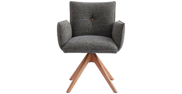 ARMLEHNSTUHL in Webstoff - Eichefarben/Grün, Design, Holz/Textil (63/63/82cm) - Novel