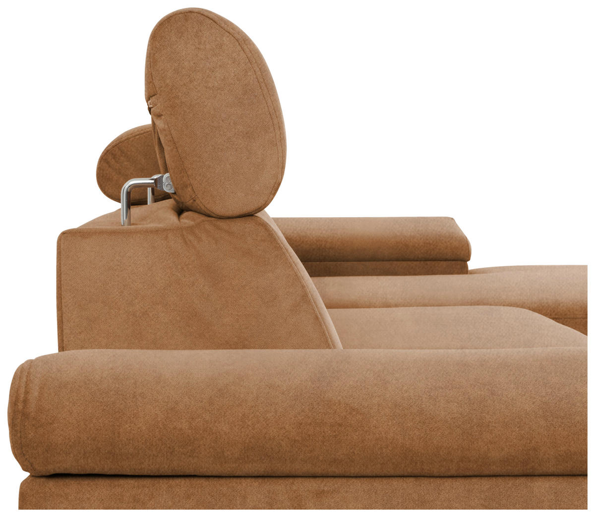 ECKSOFA in Velours Bernsteinfarben  - Bernsteinfarben/Schwarz, Modern, Textil/Metall (258/176cm) - MID.YOU