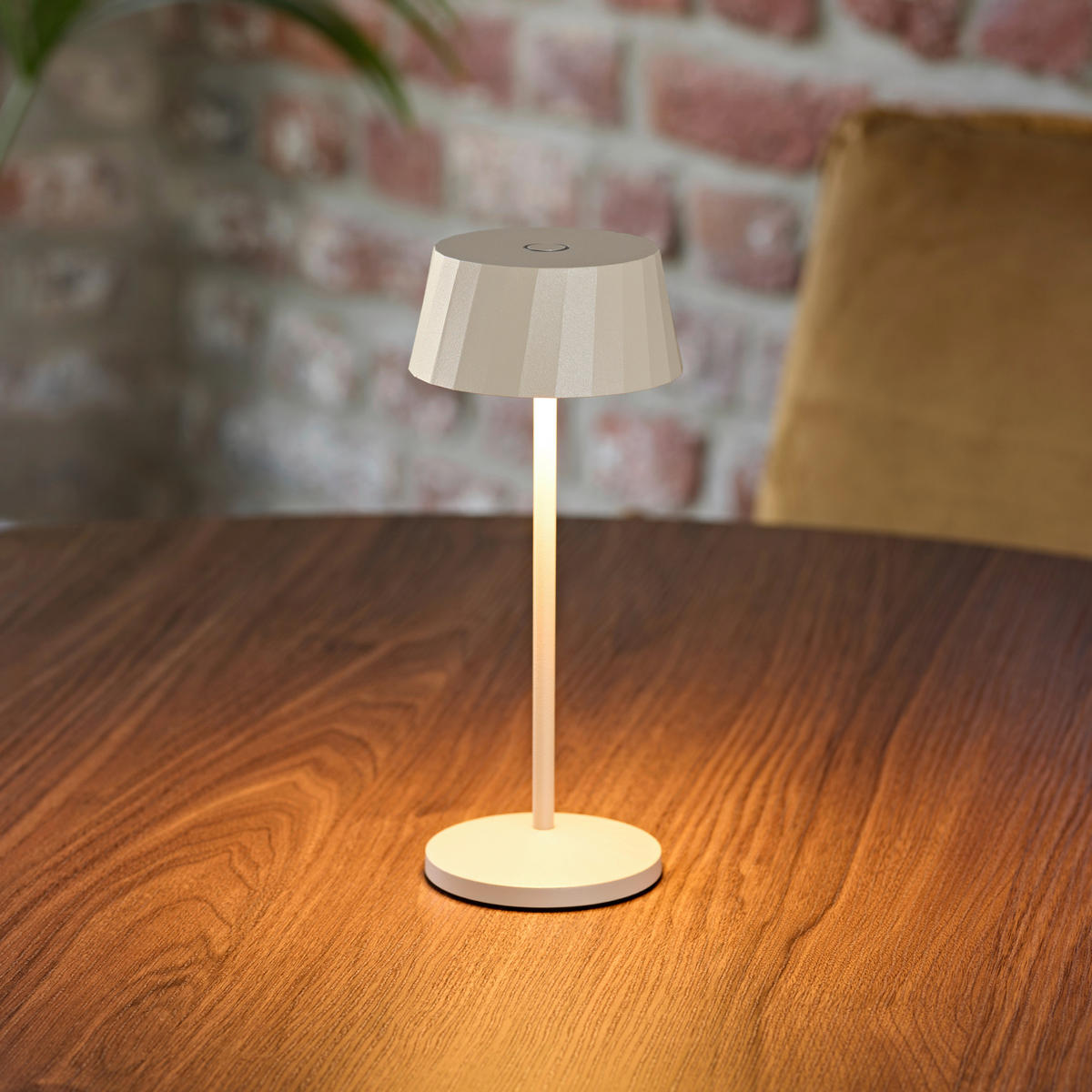 AKKU-TISCHLEUCHTE Facetta 9,2/9,2/22,2 cm   - Beige, Basics, Metall (9,2/9,2/22,2cm)